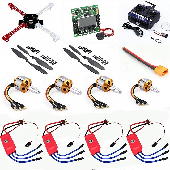 Quadcopter Drone Combo Kit for beginner (Motor + ESC + Propeller + Flight Controller + Frame + TX-RX) - Multirotor -