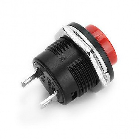 R13-507 16MM 2 Pin Self-Reset Round Cap Push Button Switch - Red