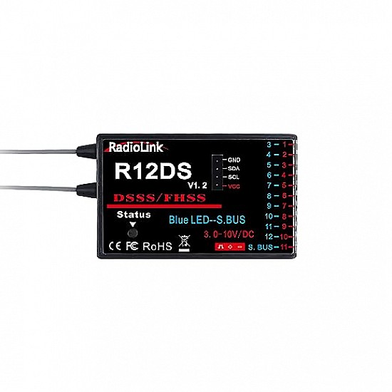 Radiolink R12DS 2.4GHz RC Receiver 12 Channels SBUS/PWM