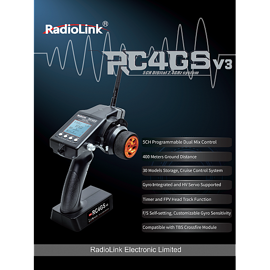 Radiolink RC4GS V3 remote with R6FG  6 Channels Receiver with built in Gyro