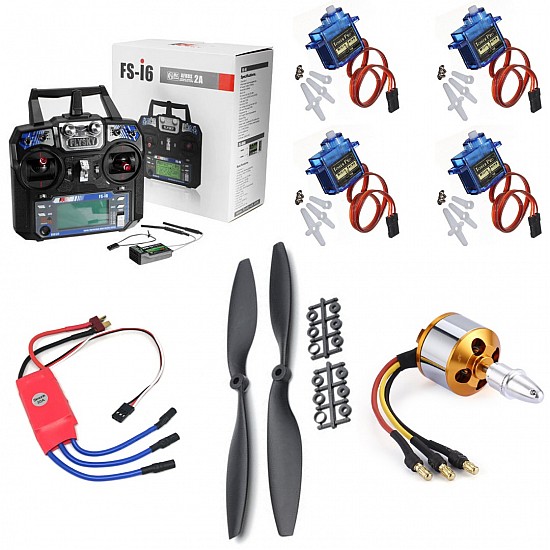 RC Aeroplane Kit ( Motor + ESC + Propeller  + Servo + TX-RX (FSI6))