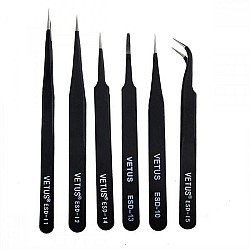 Vetus Anti-Static Tweezers Set - 6pcs