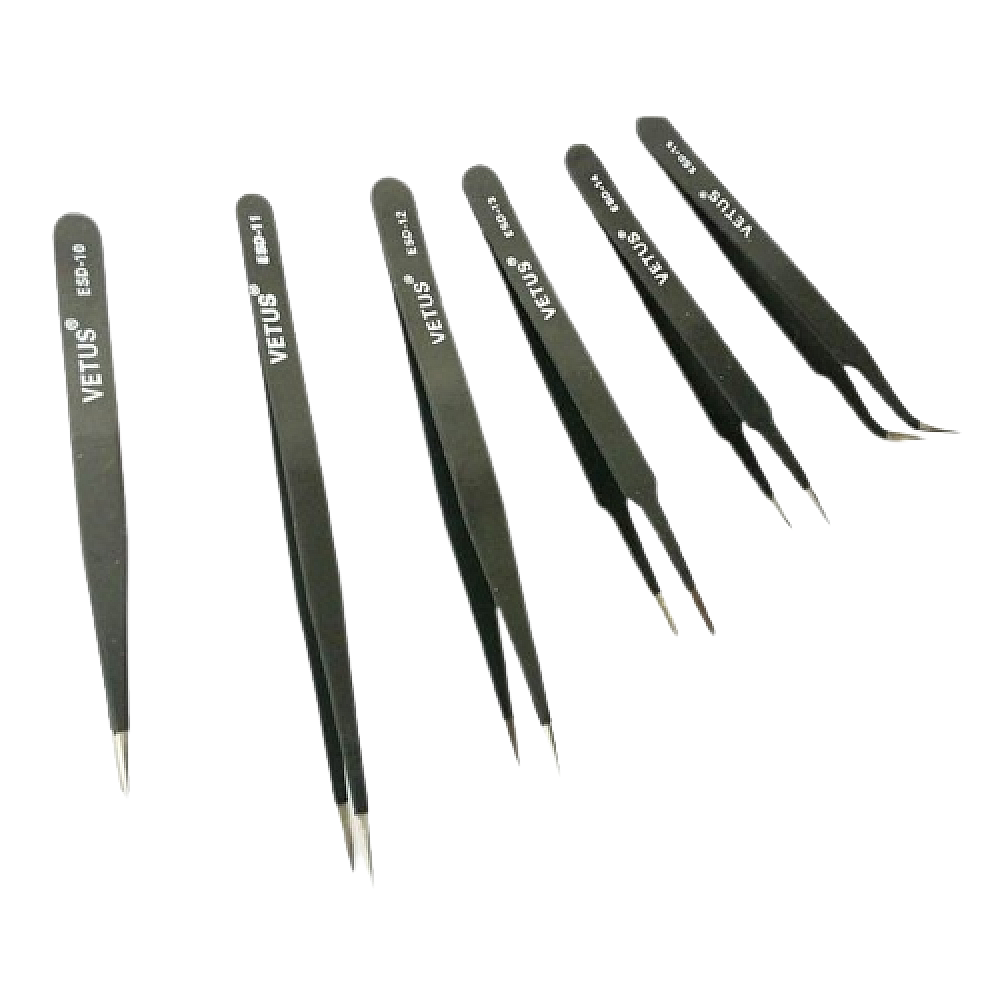 Vetus AntiStatic Tweezers Set 6pcs