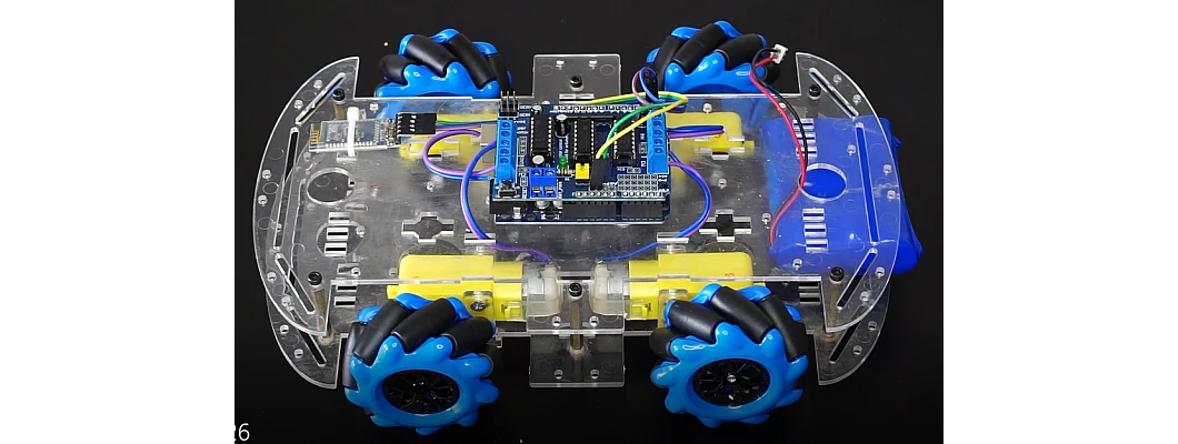Bluetooth controlled car with Mecanum wheels Bluetooth controlled car with Mecanum wheels