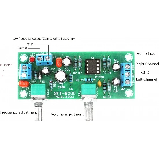 10-24V Subwoofer Preamplifier Board - Single Supply Low-Pass Filter