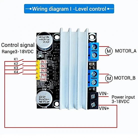 10A Dual-Channel DC Motor Driver Module 3-18V - Forward/Reverse PWM & Dimming