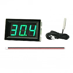 12V Digital Electronic Thermometer - Green LED Display - Waterproof Probe