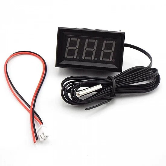 12V Digital Electronic Thermometer - Green LED Display - Waterproof Probe