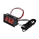 12V Digital Electronic Thermometer - Red LED Display - Waterproof Probe