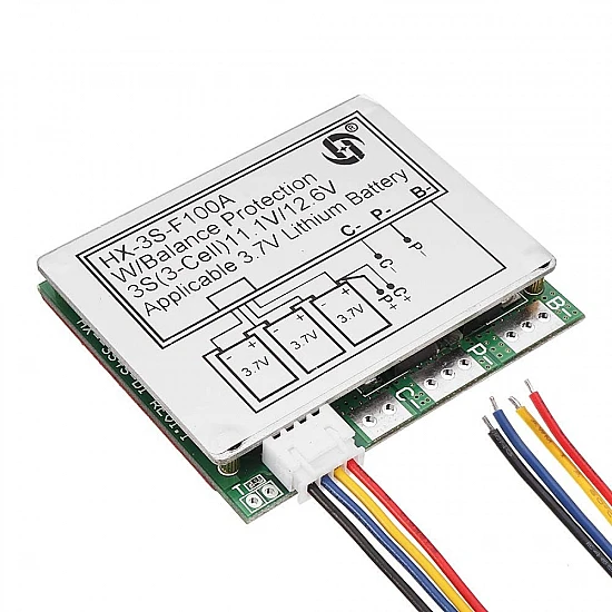 3S 100A BMS Protection Board – For 11.1V/12.6V Lithium Battery, Overcharge/Discharge/Short Circuit Protection