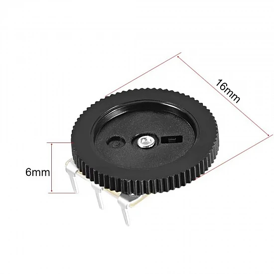B503 50K Dial Gear Potentiometer 16x2mm 3-Pin Volume Control