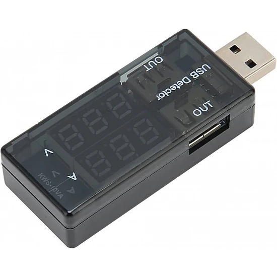 Black USB Intelligent Digital Display Current & Voltage Tester
