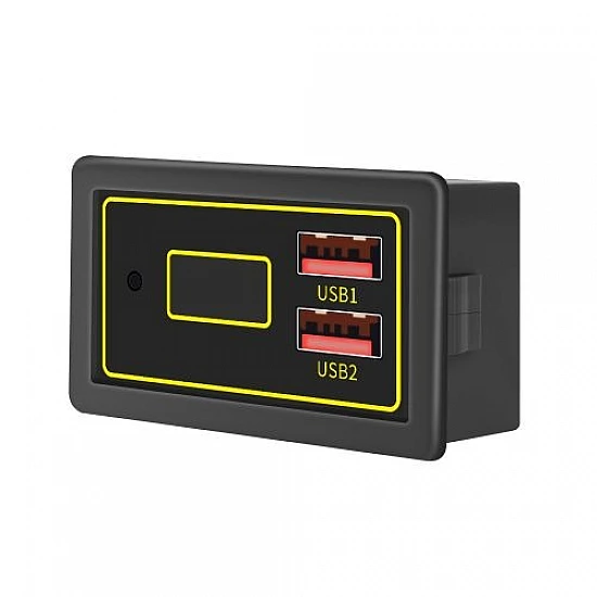 Car Battery Voltage & Power Display Module With Dual USB Supports Multi-Protocol Fast Charging