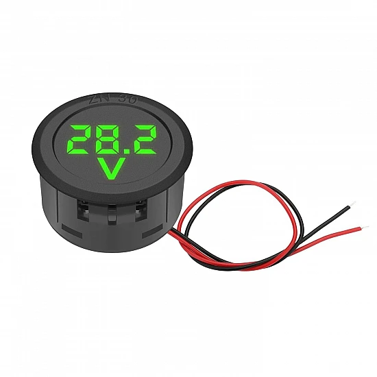 Circular 0.56" DC 4-100V Round Two-wire Digital Voltmeter (Green LED)