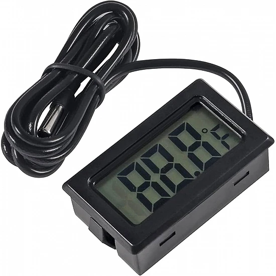 FY-10 Digital Thermometer with 1M Waterproof Probe - Black