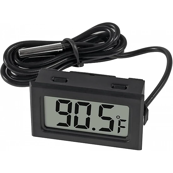 FY-10 Digital Thermometer with 1M Waterproof Probe - Black
