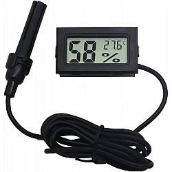 FY-12 Digital Thermometer & Hygrometer with 1M Probe - Black