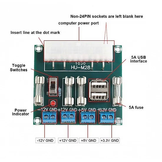 HU-M28W Desktop PC Power Adapter Board