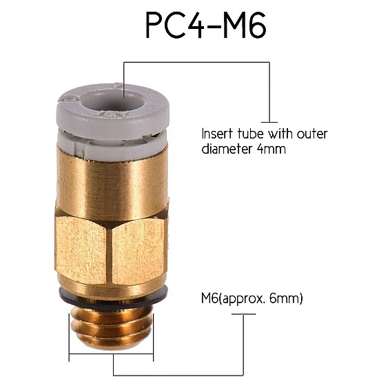 PC4-M6 Pneumatic Quick Connector for 3D Printer Extruder
