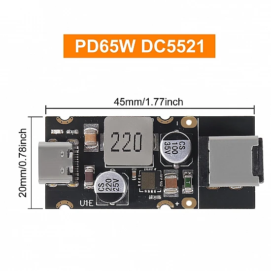 PD65W Fast Charging Module DC5521 Input Type-C PD3.1 PPS QC3.0 Huawei SCP
