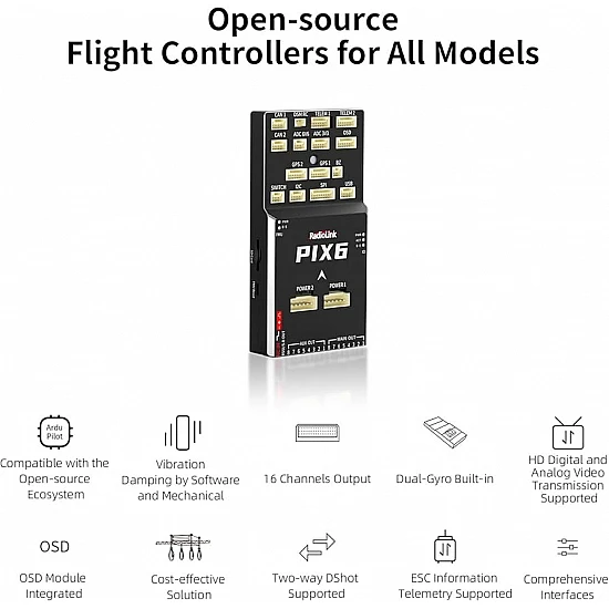 Radiolink PIX6 FLight controller With Integrated Dual-Gyro & 16 Channels