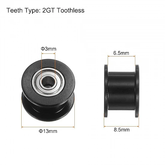 Teethless 3mm Inner Hole 16-Teeth 2GT Synchronous Pulley for 6mm Belt