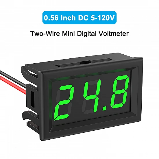 Two-wire DC 5V-120V digital 0.56" Green display voltmeter