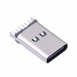Type-C 6P 13.7mm Long Female Fast Charging 180 Degree SMT Connector 