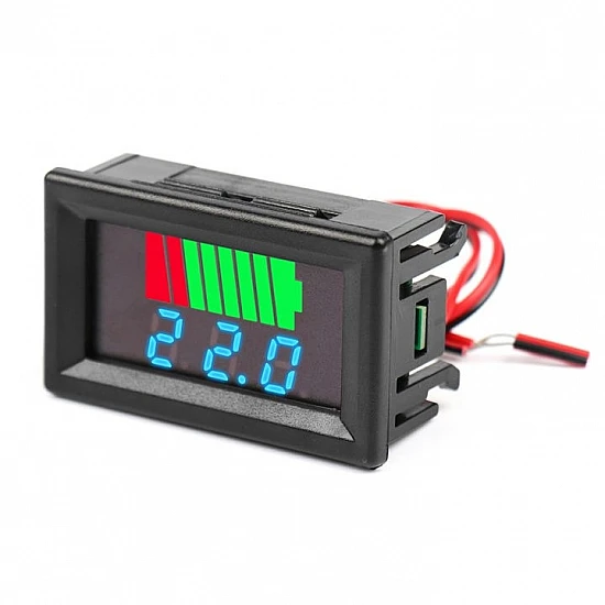Waterproof 12V-60V Universal Battery Capacity & Voltmeter - Blue Display
