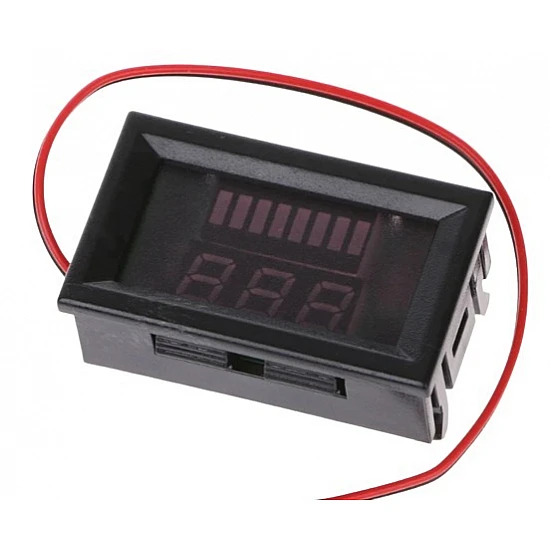 Waterproof 12V-60V Universal Battery Capacity & Voltmeter - Red Display