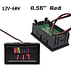 Waterproof 12V-60V Universal Battery Capacity & Voltmeter - Red Display