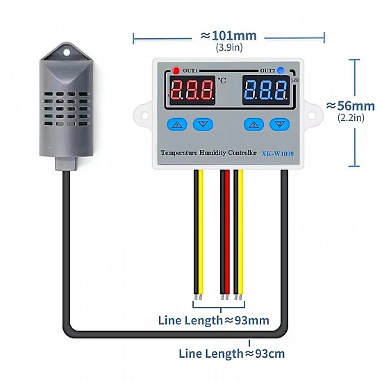 XK-W1099 Dual Digital Temperature and Humidity Controller 110-220V