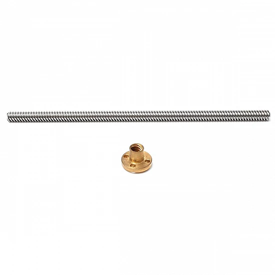 300mm Trapezoidal Lead Screw 8mm Thread 2mm Pitch Lead Screw with Copper Nut