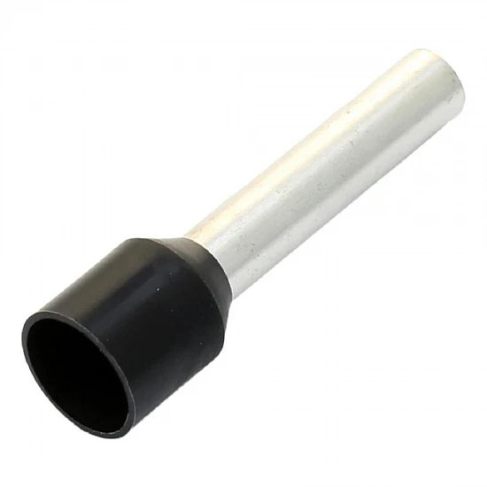 E1508 Insulated Cord Pin End Terminal Black (1.5mm² / 16 AWG)