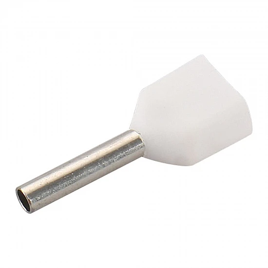 TE0508 Twin Insulated Cord Pin End Terminal White (2x0.5mm²)