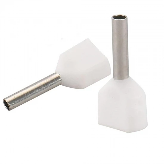 TE0508 Twin Insulated Cord Pin End Terminal White (2x0.5mm²)