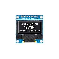 0.96 Inch SPI/I2C OLED 128×64 Display Module 7 Pin - White