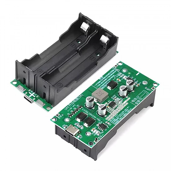 LX-2BUPS 12V 3A UPS Boost Module with Dual 18650 Battery Holder - Type-C