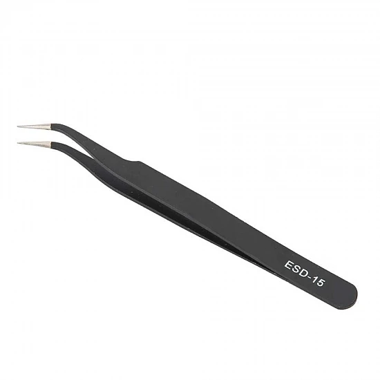 ESD-15 Anti-Static Curved Tweezers Stainless Steel