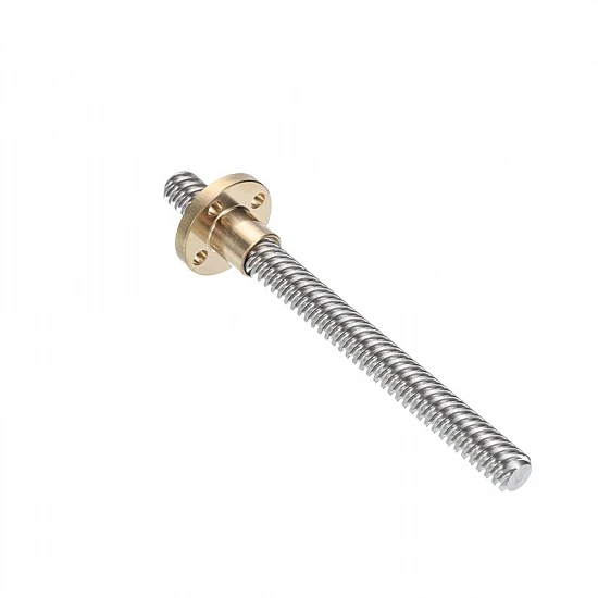 T8 100mm Stainless Steel Trapezoidal Lead Screw with Brass Nut
