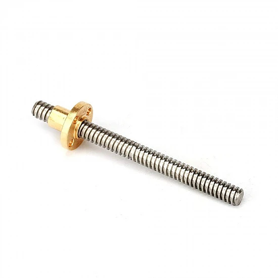 T8 200mm Stainless Steel  Trapezoidal Lead Screw with Brass Nut
