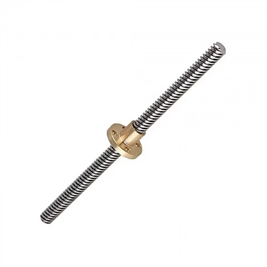 T8 350mm Stainless Steel Trapezoidal Lead Screw with Brass Nut