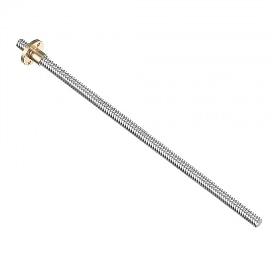 T8 350mm Stainless Steel Trapezoidal Lead Screw with Brass Nut