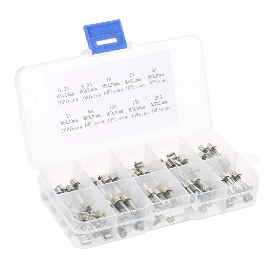 5x20mm Fast Blow Glass Fuse Assortment Kit 100 Pcs