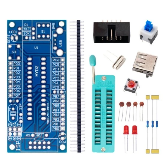 ATmega8 ATmega48 ATmega88 AVR Minimum System Board with ZIF Socket DIY Kit