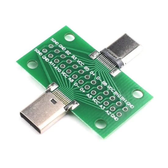 USB 3.1 Type-C Male to Female Test PCB Board 24-Pin