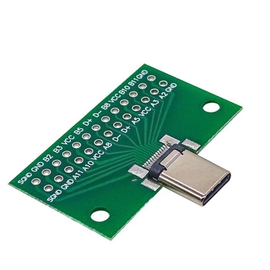 USB 3.1 Type-C Male 24-Pin Connector Breakout Test Board