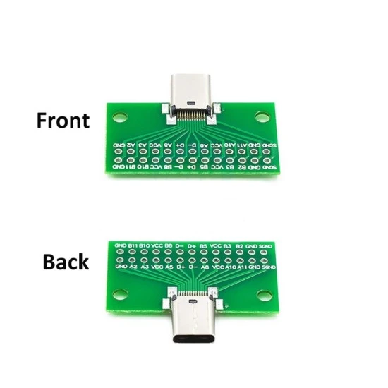 USB 3.1 Type-C Female 24-Pin Connector Breakout Test Board