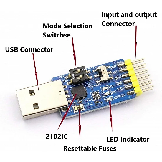 6 in 1 CP2102  USB to TTL RS232 USB TTL to RS485 Mutual Convert Module