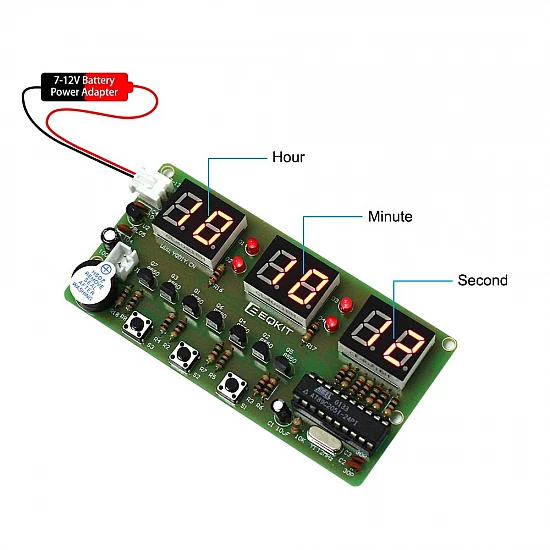 6Bits AT89C2051 LED Chip Electronic Alarm Clock DIY Kit